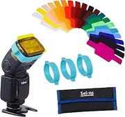 Selens Flash Gel Lighting Gels Filter Universal Light 20PCS Combination Kit with 3 Band Color Correction Photography for Camera Flash Speedlight Speedlite Strobe Light Photo Studio