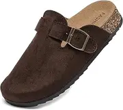 [XTJSCBDSH] Kids Suede Clogs with Cork Footbed, Toddler Boys Girls Sandals, Adjustable Buckle Slip-On Slippers, Arch Support Mules for Indoor Outdoor