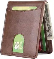 [HISSIMO] Mens Slim Front Pocket Wallet with Quick Slot, B-03 Coffee With Quick Slot, Small