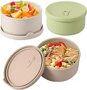 3Pcs Silicone Food Storage Container Airtight Snack Container Microwave Freezer Safe Baby Food Jar with Lid for Kids Infant Toddler.