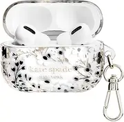 [Kate Spade New York] AirPods Pro Protective Case with Keychain Ring - Multi Floral Black and White, Compatible with AirPods Pro 2nd / 1st Generation