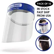 10pc Protective Safety Guard Full Cover Face Shield Reusable w/ Band Anti-Splash