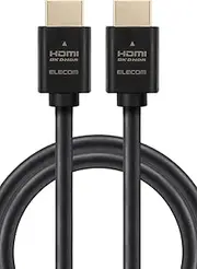 Elecom ECDH-HD21E20BK HDMI Cable, 6.6 ft (2 m), Ultra High Speed 4K (120Hz), 8K (60Hz), 48Gbps Ultra High Speed, Ultra High Speed, for TVs, PCs, Game Consoles, 7680 x 4320 eARC, Black