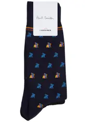 Paul Smith Cole Rabbit-intarsia Stretch-cotton Socks - set of two - Multicoloured - One Size ONE SIZE
