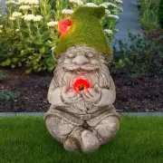 Solar Gnomes Garden Statues, Outdoor Lighted Gnome with Ladybugs Garden Decor Wa