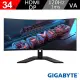 【GIGABYTE 技嘉】GS34WQC 34型 VA 2K 120Hz 曲面電競螢幕(HDR/FreeSync/1500R/TUV護眼)