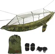 Vomeko Camping Hammock with Mosquito Net, Portable Lightweight Tree Straps Hammock,Hammock Tent for Travel Camping,Mosquito Net Hammock (Camouflage Solid Color Military Green mesh)