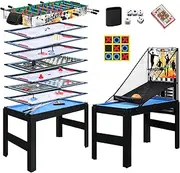 15-in-1 Multi Game Table Set, Combo Game Tables w/Foosball, Hockey, Pool, Ping Pong, Basketball, Chess, Bowling, Shuffleboard for Home, Game Room, Friends & Family
