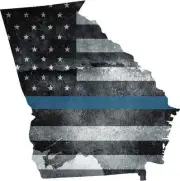 5" GA Georgia State Thin Blue Line Tattered American Flag Police Sticker Law