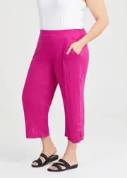 [TS] Taking Shape Ava Split Hem Crop Pant Size 10 in Vivid Pink, Viscose - Plus Size Women's Clothing Vivid Pink