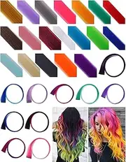 30 PCS Colored Hair Extensions, 55CM Colorful Straight Hair Extensions Clip, Multi-colored Clip in Hair Extensions, Long Synthetic Rainbow Hair Extensions, Rainbow Synthetic Hairpiece for Women Girls