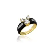 Disney Couture Kingdom - D100 - Mickey Mouse CZ Black Enamel Ring Size 7 Yellow