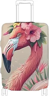 [Joisal] Flamingo Tropical Flowers Luggage Cover Protector Fit 18-32 Inch Suitcase Protector Cover Tsa Approved, Suitcase Protector, Flamingo Tropical Flowers, XL 29-32 in
