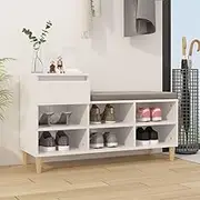 Shoe Cabinet High Gloss White Engineered Wood Shoe Storage Cabinet with 1 Drawer 6 Compartments,Slim Entryway Shoe Organizer with Wooden Legs,Space-Saving Shoe Rack for Apartment Essentials
