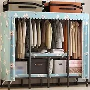 Portable Wardrobe Rack,Canvas Wardrobe for Bedroom Portable Multifunctional Fabric Wardrobe Carries Hanging Rail and Side Pockets Great Temporary Wardrobe for Bedroom,01,170 * 50 * 172 cm