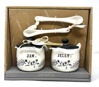 Rae Dunn Floral Jam Jar Set With Spoons New In Box 2024