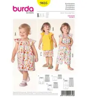 BURDA SEWING PATTERN 9435 BABIES TODDLERS 6M-3 EASY DRESS, TOP JUMPSUIT & SHORTS