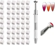 HIGHROCK100Pcs Nail Art Sponges and 1Nail Sponge Metal Gripper for Ombre , Nail Art Sponge Brush, Manicure Accessories for Nails, Nail Art Sponges for Ombre (White)