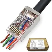XANHAM 100 Pack Cat 6 Pass Through Shielded RJ45 Connector Modular Crimp Network Plug for 23AWG Cat6, Cat5, Cat5e SFTP and FTP Solid or Stranded Ethernet Cable