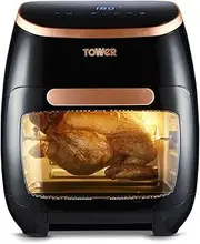 [Tower] T17039RGB Xpress Pro 5-in-1 Digital Air Fryer Oven with Rapid Air Circulation, 60-Minute Timer, 11L, 2000W, Black & Rose Gold
