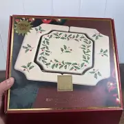 NEW! Lenox Holly & Berry Holiday Dimension Expandable Trivet Ceramic 10-12"