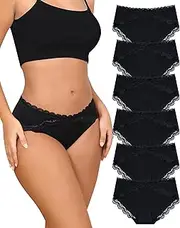 LEVAO Womens Underwear Cotton Bikini Panties Lace Cut Out Underwear Stretch Ladies Cheeky Briefs 6 Pack S-XXL