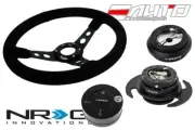 NRG 350mm 3" Deep Steering Wheel BK Suede BK St 190H Hub Gen3 BK Release Lock LB (for: Honda)