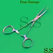 5.5" Pean Hemostat Locking Forceps Rainbow Titanium coated Curved