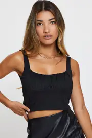 Black Crop Top - Size M, Women's Singlet
