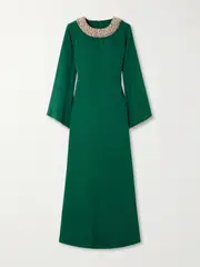 [Shatha Essa] Shatha Essa - Crystal-embellished Crepe Gown - Green - large large Green