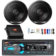 In-Dash USB Bluetooth AM/FM MP3 CD Receiver, 2x 6.5" 300W Speakers, Amp w/Kit
