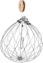 YARNOW Steel Wire Crab Catcher Automatic Opening Closing with Weight Portable Fishing Cage for Crabbing Lobster and Shrimp Easy to Use and Clean Lightweight Design