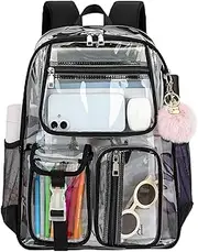[Lrenagao] Clear Backpacks for Girls Women, Heavy Duty PVC Transparent School Bookbag See Through Back Pack for College