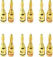 Maxmoral 12PCS 4mm Diameter Gold Plated Open End Screw Banana Plug Connector Socket Speaker Speaker Cable Connector for Speaker Cable