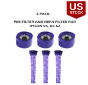 6 Pack Pre Motor, Post HEPA Filter for Dyson DC58 DC59 V6 Animal Absolute Vacuum