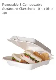 ECO PHC91 9X9X3 RENEWABLE CLAMSHEL FOOD CONTAINER 50/PK, 4PK/CS