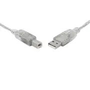 O-8Ware 1m USB 2.0 Cable USB-A to USB-B Printer Cable Male to Male - Transparent
