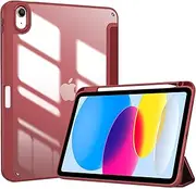 ProCase for iPad (A16) 11th Generation 11 Inch 2025/10th Generation 10.9 Inch 2022 Case with Pencil Holder, Hybrid iPad 11 10 Case with Clear Back, Supports Auto Wake/Sleep -Wine