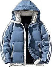 [Generic] Men's Loose Trendy Hooded Puffer Jacket Casual Tops Puffer Jackets for Men Insulated Lightweight Hooded Down Coats