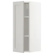 METOD wall cabinet with shelves, white/Lerhyttan light grey, 30x37x80 cm