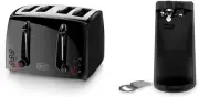 BLACK+DECKER 4-Slice Toaster, Extra-Wide, Black, Tr1410Bd,10.91X11.54X7.71 & Eas