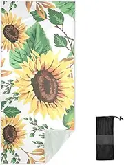 ODAWA Sunflowers Beach Towel Quick-Dry Super Absorbent Beach Blanket Thin Sand Free Towels