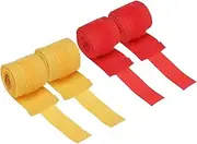 uxcell Boxing Hand Wraps, 98 Inch Length Elastic Boxing Wraps Cotton Fist Mitts Wrist Straps Protection for Muay Thai Martial Arts Kickboxing Bandages, Red/Yellow