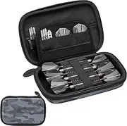Casemaster Sentinel 6 Dart Case, Holds Extra Accessories, Tips, Shafts and Flights, Compatible with Steel Tip and Soft Tip Darts, Impact & Water Resistant Tactech Shell, Black Camo