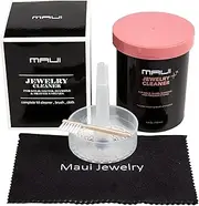 Maui Liquid Jewelry Cleaner Solution Complete kit with Cloth for Gold, Silver,Diamond. Safety Solution with Basket, Brush & Cloth for Extra Cleaning. Cloth Treated with Our Secret Formula