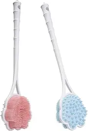 GOOHOCHY 2pcs Silicone Bath Brush Bath Brushes Back Scrubber for Shower Handle Bath Brush Long Handle for Shower Bath Back Handle Body Brush Back Shower Brush Plastic