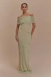 Brynn Orchid Knit Maxi Dress - Pastel Green