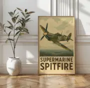 Supermarine Spitfire Poster WWII British Fighter Plane Wall Art