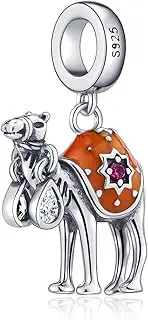 [JORLLA] Camel Charm Pendant 925 Sterling Silver Lucky Animals Desert Hump Lover Bead Charms for Pandora Bracelet Women Gifts, Sterling Silver, Cubic Zirconia