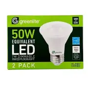 Greenlite 50W Equiv LED 7W Dimmable PAR20 Floodlight-2 Pk 3000K bright white
